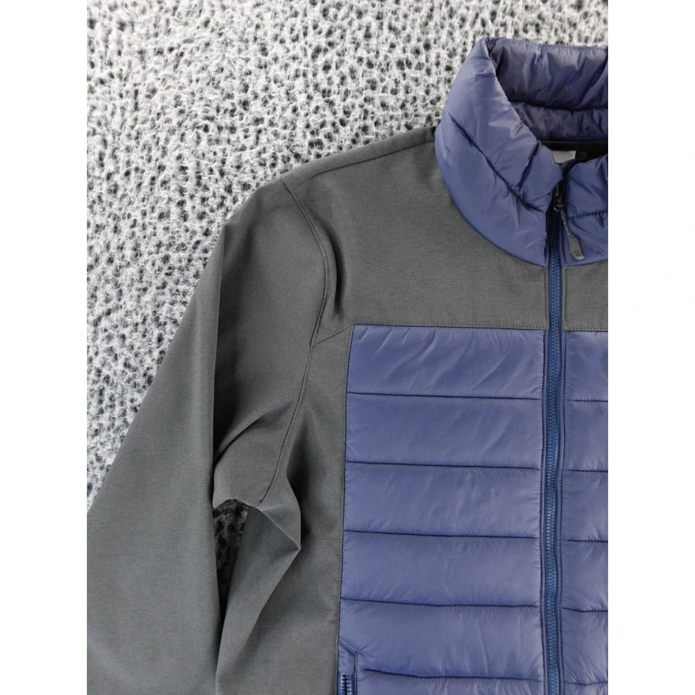 Columbia Puffer Fleece Jacket Men's Size M‎ Gray Blue Zip Up Insulated